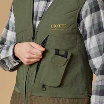 Gilet da caccia in tessuto elastico WR Getzner Diotto con rinforzi in Kevlar e taschino porta Gps