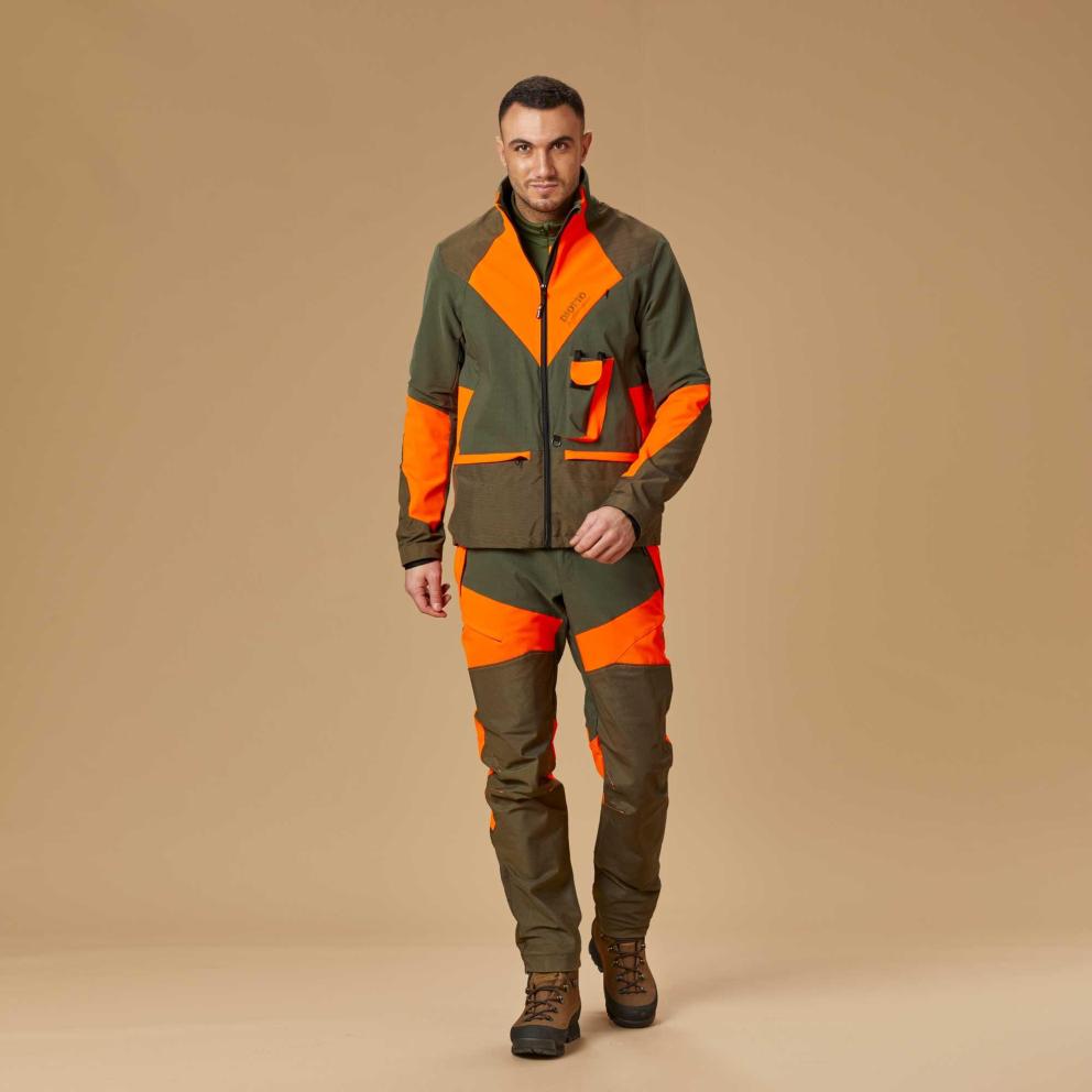 Pantaloni da caccia idrorepellenti in alta visibilità con protezioni in Kevlar e tessuto Getzner