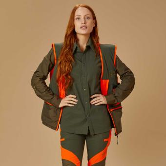 Camicia da caccia in cotone misto Getzner e Shoeller traspirante Diotto, con due tasche chiuse e maniche ergonomiche in Kevlar