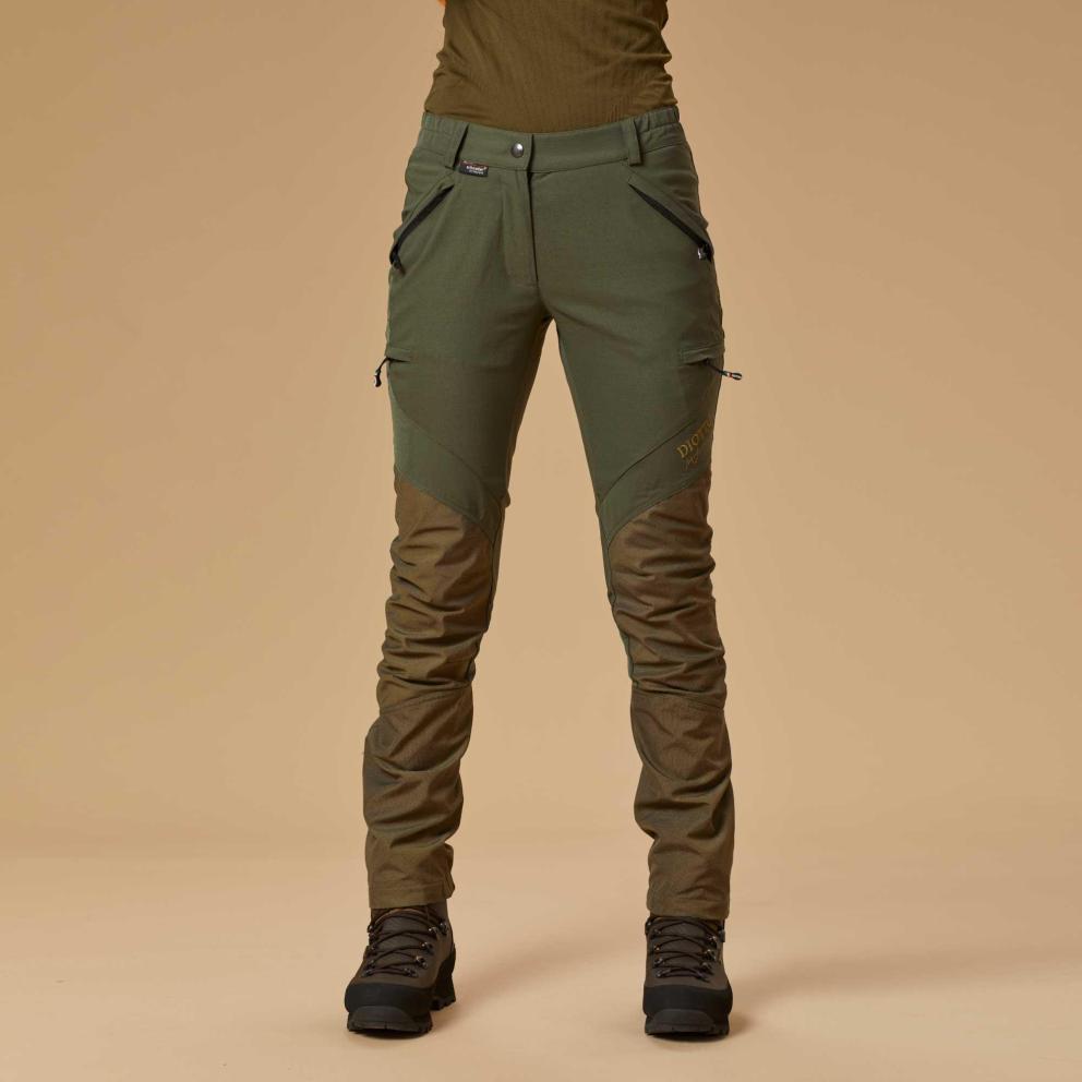 Pantaloni da caccia da donna Diotto, performanti ed ergonomici con protezioni in Kevlar e tessuto Getzner