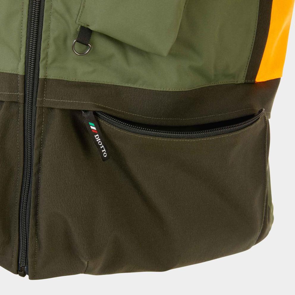 Gilet da caccia alta visibilità in tessuto Cordura WR Diotto con rinforzi in Cordura, taschino porta Gps e tasche antispino